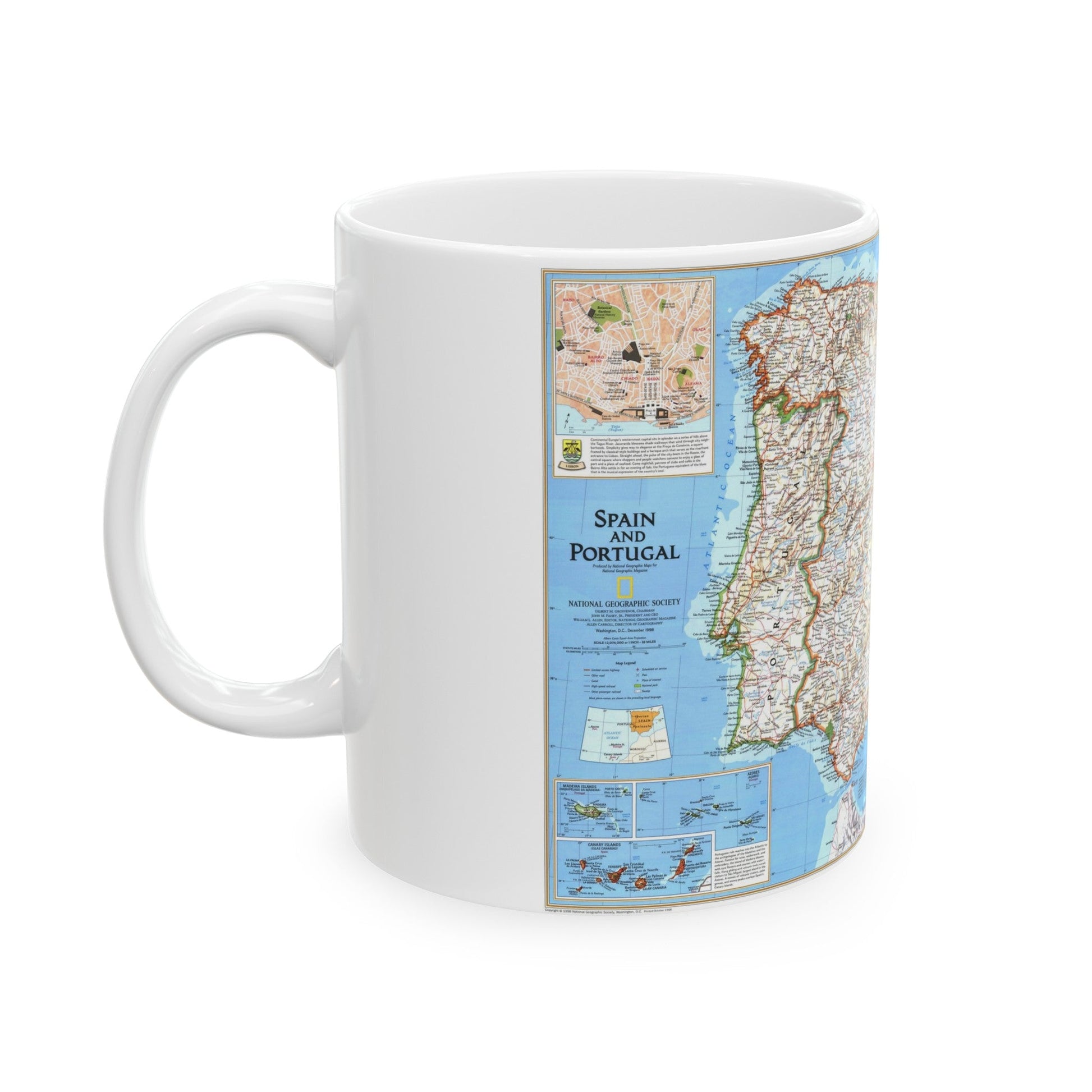 Spain and Portugal (1998) (Map) White Coffee Mug-The Sticker Space