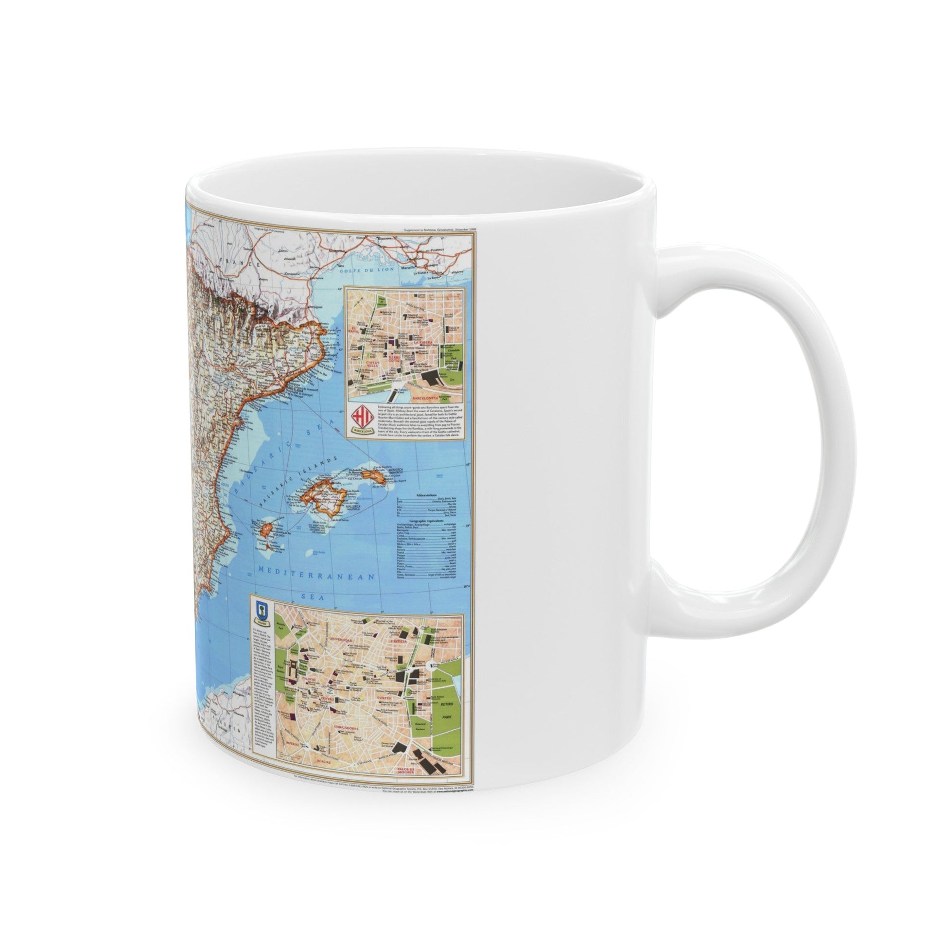 Spain and Portugal (1998) (Map) White Coffee Mug-The Sticker Space