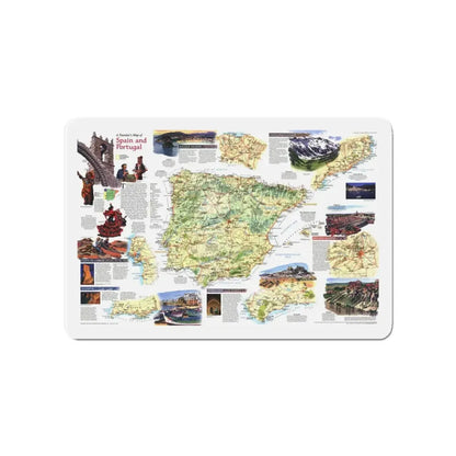 Spain and Portugal - A Traveller's Map (1998) (Map) Refrigerator Magnet 4 Inch - The Sticker Space