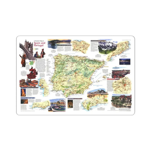 Spain and Portugal - A Traveller's Map (1998) (Map) STICKER Vinyl Kiss-Cut Decal 2 Inch White - The Sticker Space