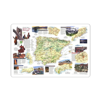 Spain and Portugal - A Traveller's Map (1998) (Map) STICKER Vinyl Kiss-Cut Decal 3 Inch White - The Sticker Space