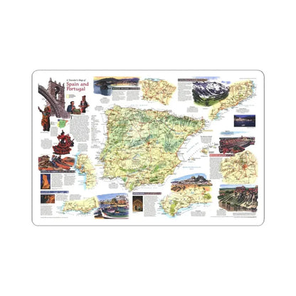 Spain and Portugal - A Traveller's Map (1998) (Map) STICKER Vinyl Kiss-Cut Decal 4 Inch White - The Sticker Space