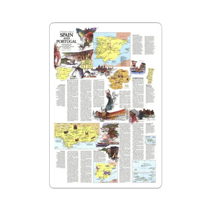 Spain and Portugal - A Traveller's Map 2 (1984) (Map) STICKER Vinyl Kiss-Cut Decal 6 Inch White - The Sticker Space