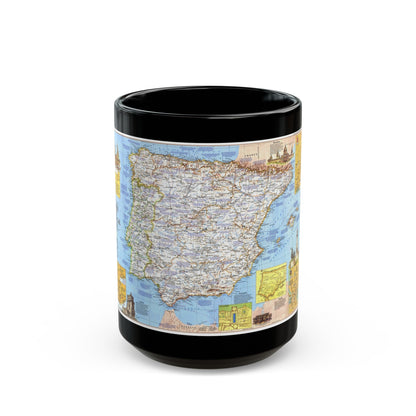 Spain and Portugal - A Traveller's Map 1 (1984) (Map) Black Coffee Mug-15oz-The Sticker Space