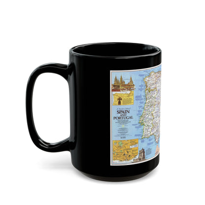 Spain and Portugal - A Traveller's Map 1 (1984) (Map) Black Coffee Mug-The Sticker Space