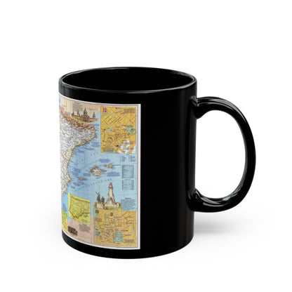 Spain and Portugal - A Traveller's Map 1 (1984) (Map) Black Coffee Mug-The Sticker Space