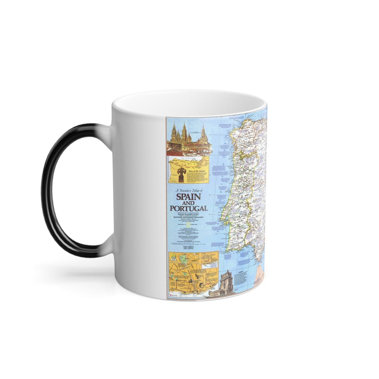 Spain and Portugal - A Traveller's Map 1 (1984) (Map) Color Changing Mug 11oz-11oz-The Sticker Space