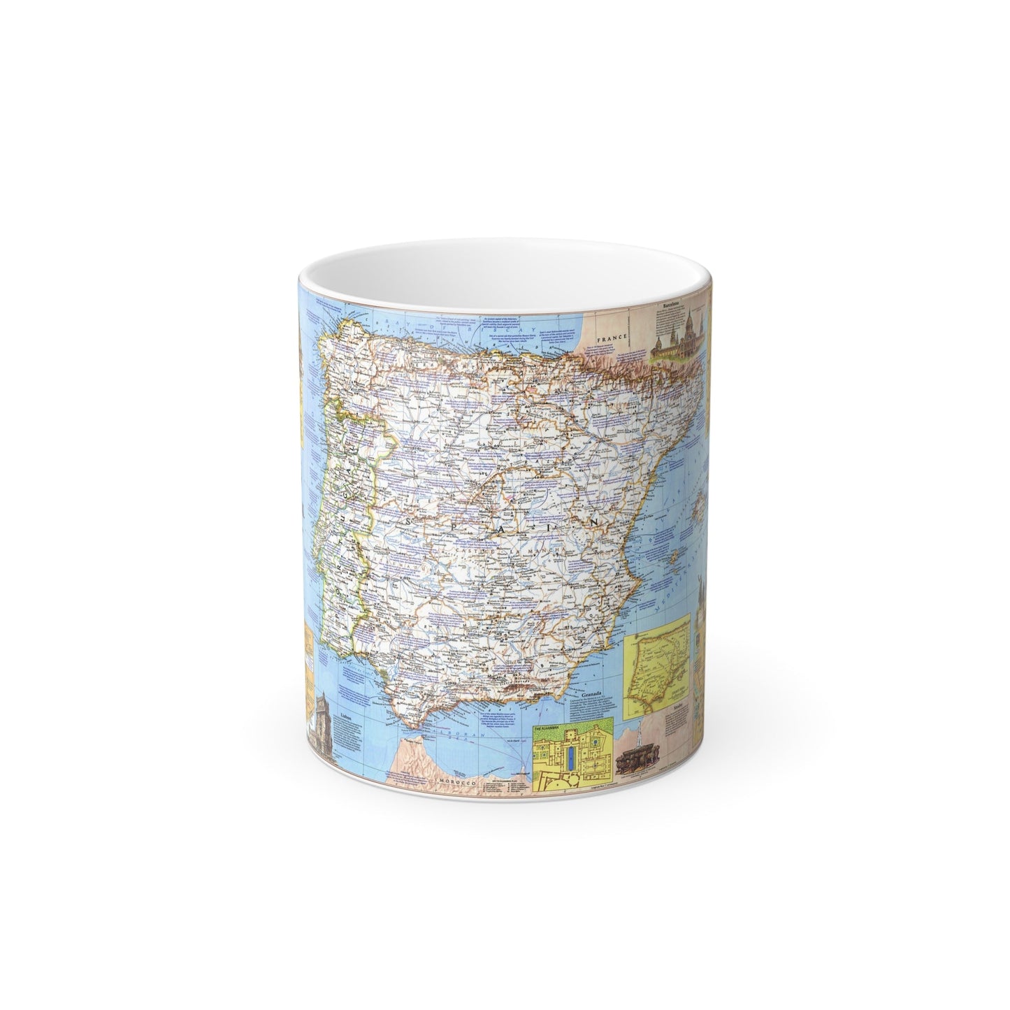 Spain and Portugal - A Traveller's Map 1 (1984) (Map) Color Changing Mug 11oz-11oz-The Sticker Space