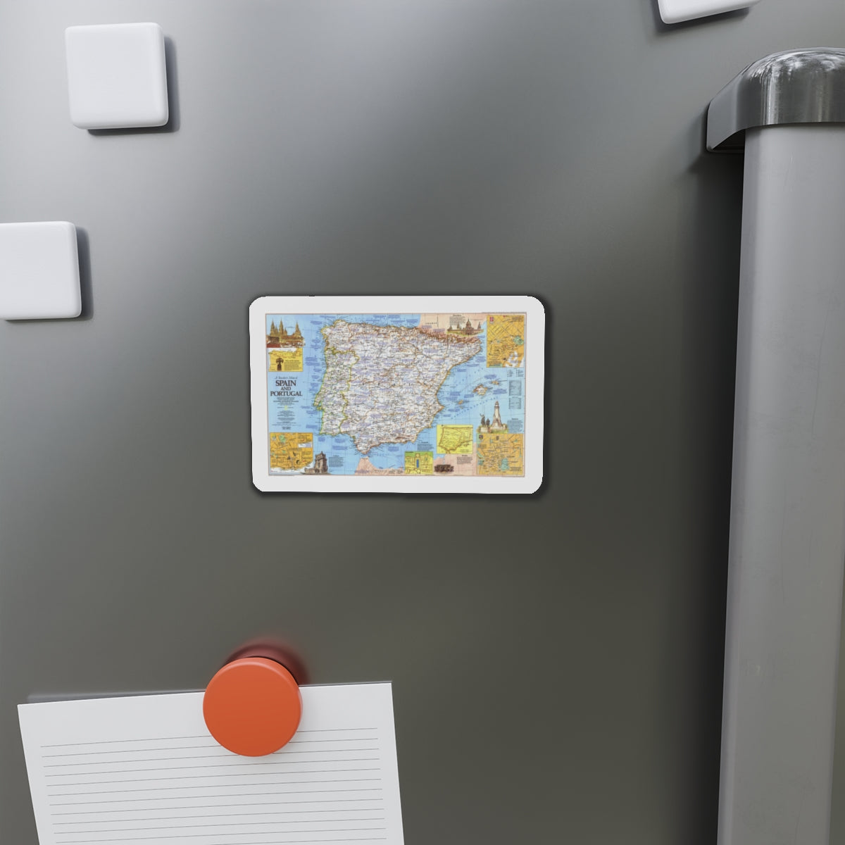 Spain and Portugal - A Traveller's Map 1 (1984) (Map) Refrigerator Magnet-The Sticker Space