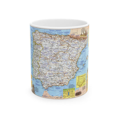 Spain and Portugal - A Traveller's Map 1 (1984) (Map) White Coffee Mug-11oz-The Sticker Space