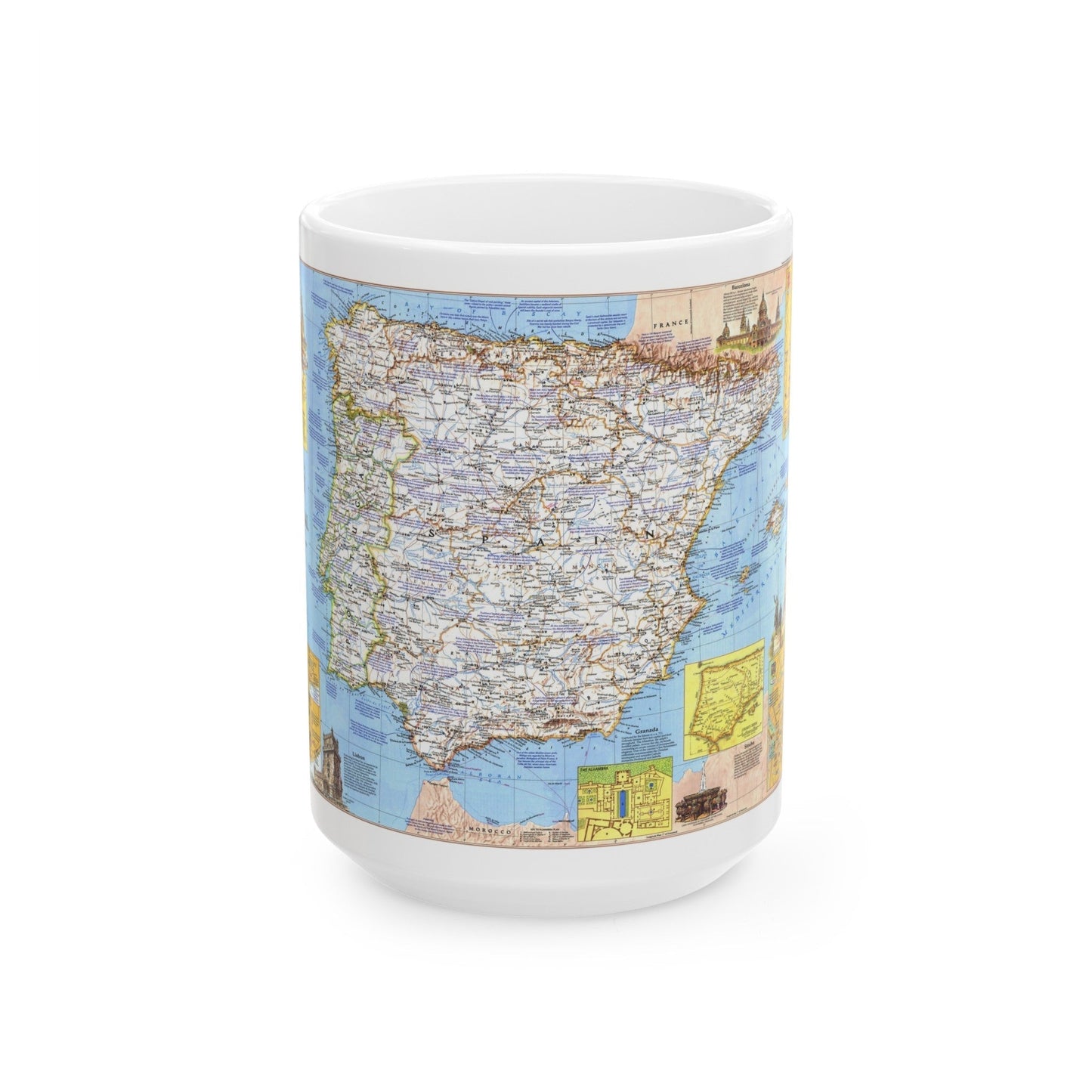 Spain and Portugal - A Traveller's Map 1 (1984) (Map) White Coffee Mug-15oz-The Sticker Space