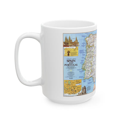 Spain and Portugal - A Traveller's Map 1 (1984) (Map) White Coffee Mug-The Sticker Space