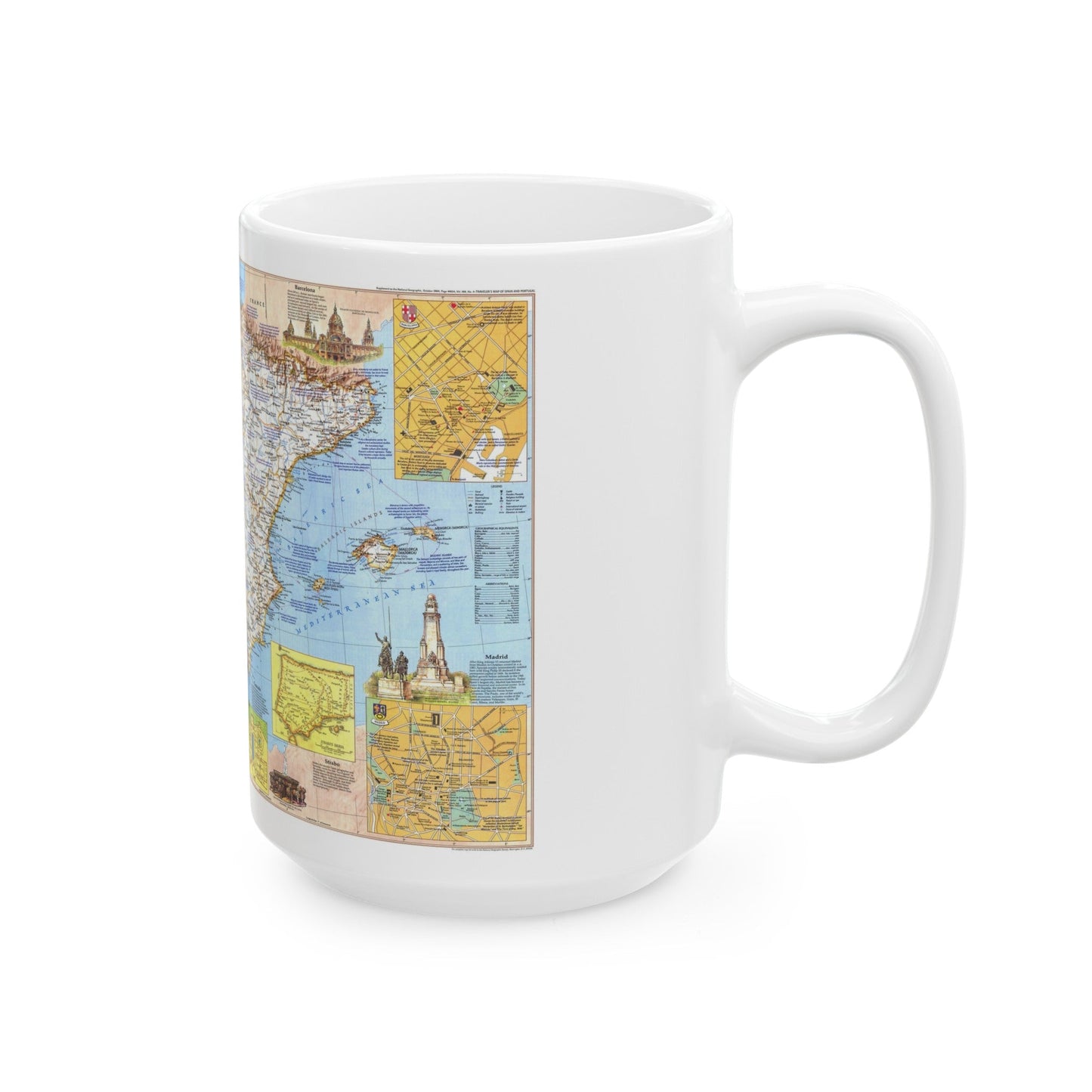 Spain and Portugal - A Traveller's Map 1 (1984) (Map) White Coffee Mug-The Sticker Space