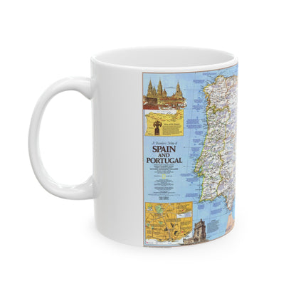 Spain and Portugal - A Traveller's Map 1 (1984) (Map) White Coffee Mug-The Sticker Space