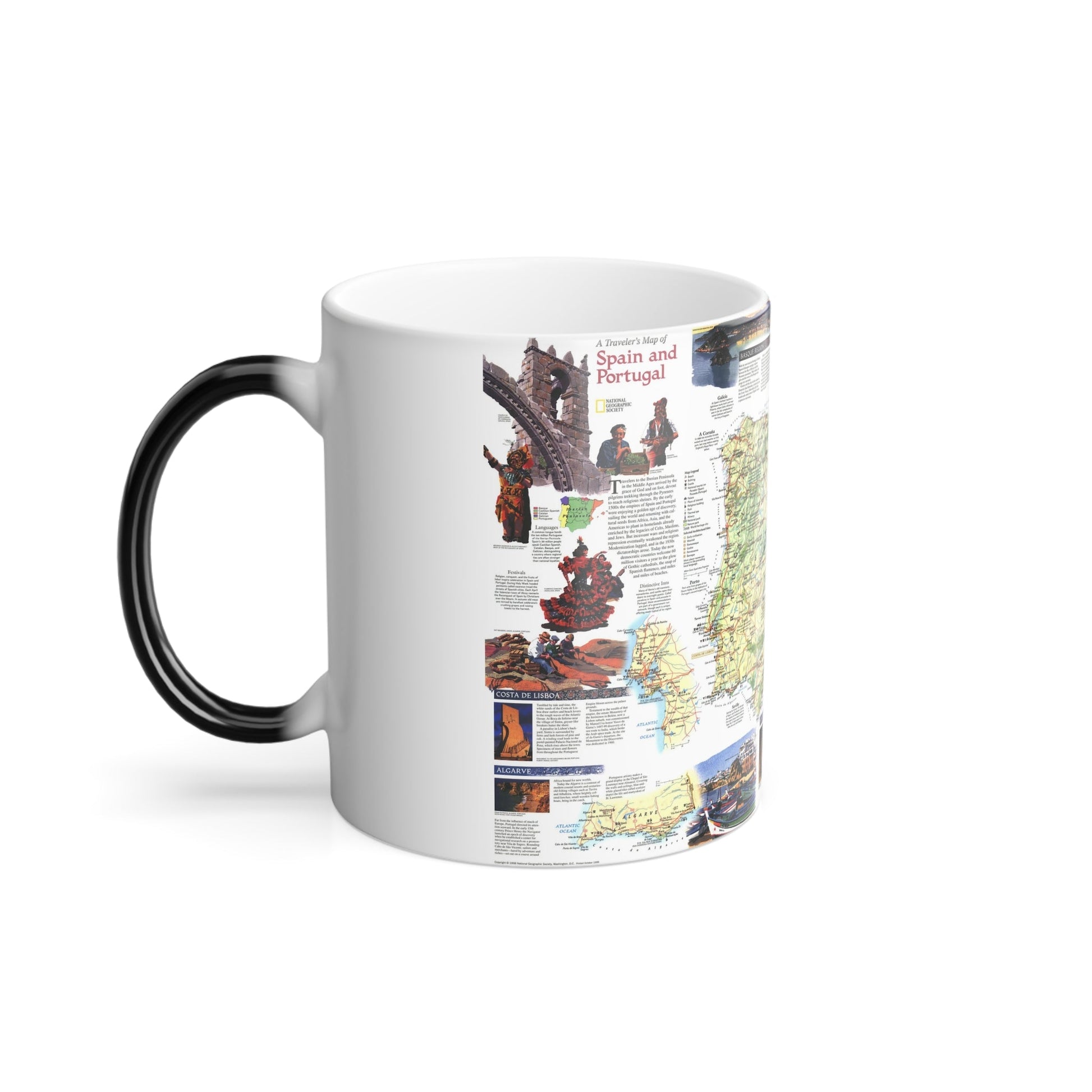 Spain and Portugal - A Traveller's Map (1998) (Map) Color Changing Mug 11oz-11oz-The Sticker Space