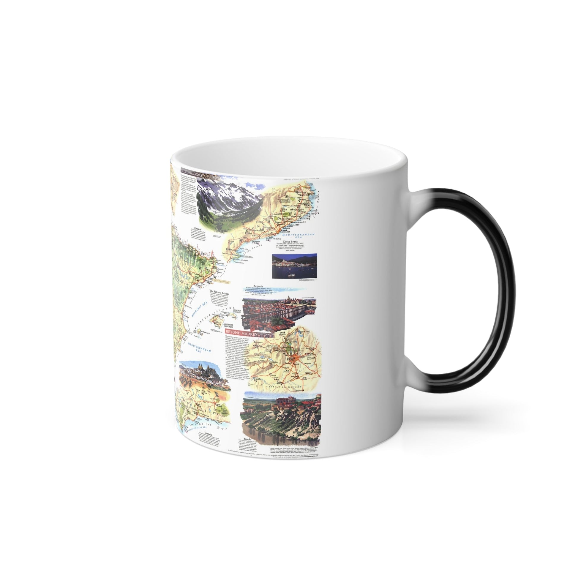 Spain and Portugal - A Traveller's Map (1998) (Map) Color Changing Mug 11oz-11oz-The Sticker Space