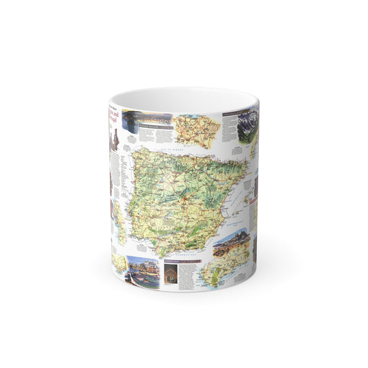 Spain and Portugal - A Traveller's Map (1998) (Map) Color Changing Mug 11oz-11oz-The Sticker Space