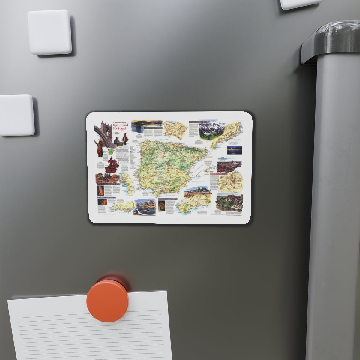 Spain and Portugal - A Traveller's Map (1998) (Map) Refrigerator Magnet-The Sticker Space