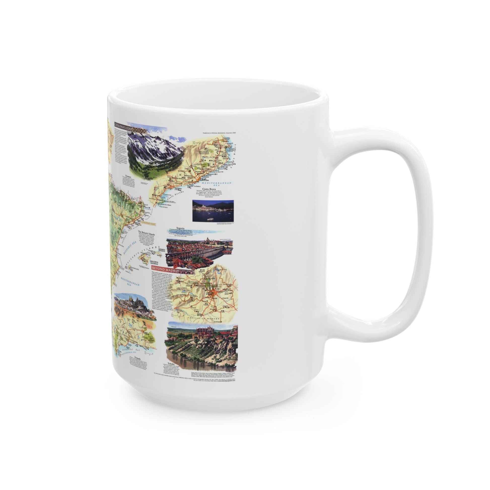 Spain and Portugal - A Traveller's Map (1998) (Map) White Coffee Mug-The Sticker Space