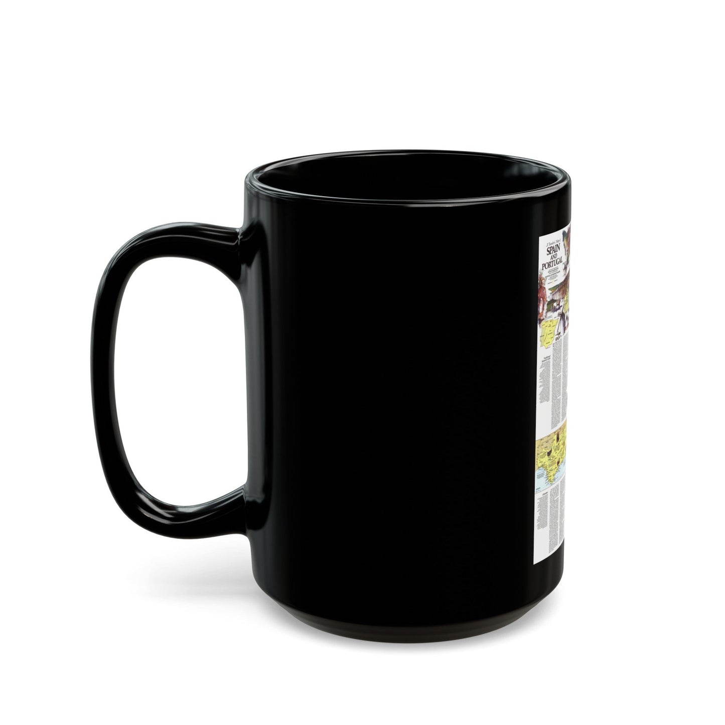 Spain and Portugal - A Traveller's Map 2 (1984) (Map) Black Coffee Mug-The Sticker Space