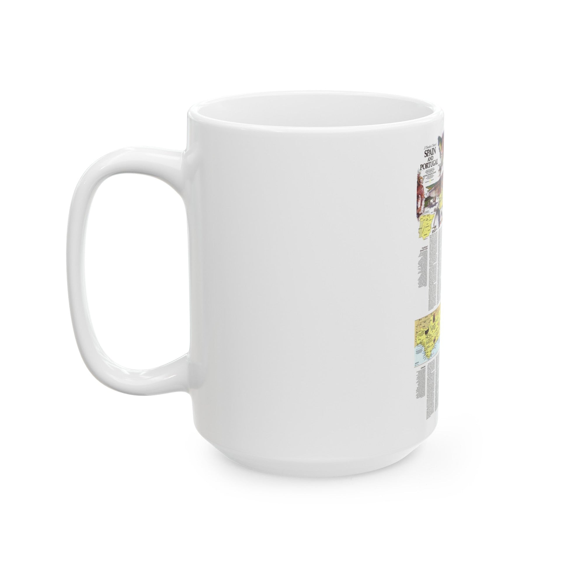 Spain and Portugal - A Traveller's Map 2 (1984) (Map) White Coffee Mug-The Sticker Space