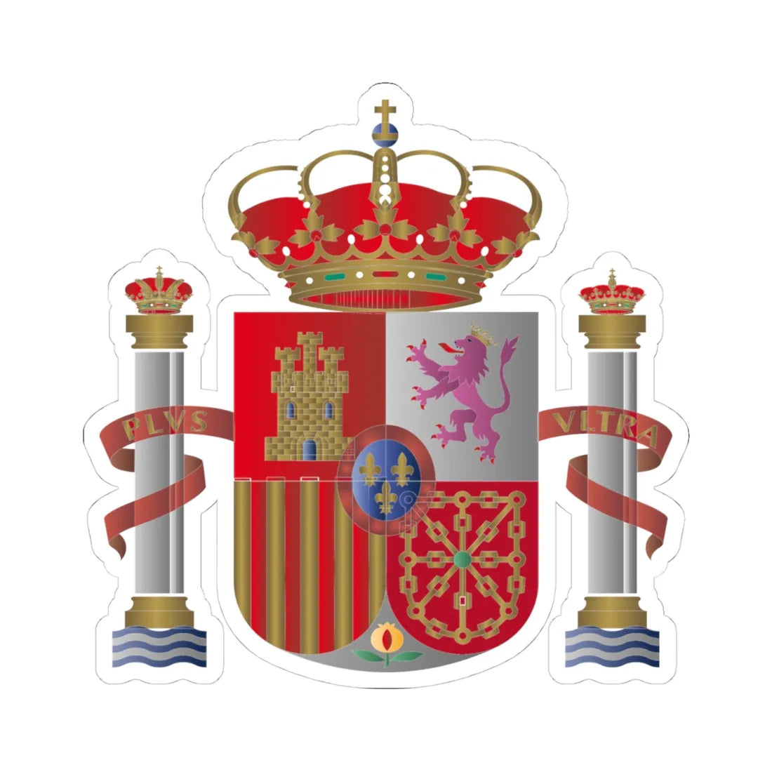 Spain-Coat of arms (Spain) (Coat of Arms) STICKER Vinyl Kiss-Cut Decal 4 Inch White - The Sticker Space