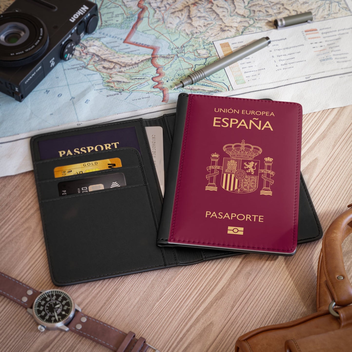 Spain Passport - Passport Holder-3.9" x 5.8"-The Sticker Space