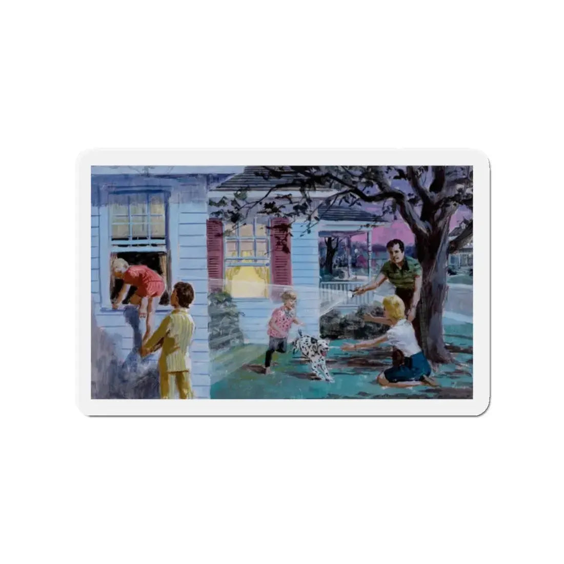 Sparky Says, Pre-Plan Emergency Exits! (Magazine Illustration) Refrigerator Magnet 2 Inch Die-Cut - The Sticker Space