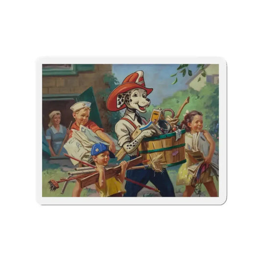 Sparky the Fire Safety Dog advertisement (Magazine Illustration) Refrigerator Magnet 2 Inch Die-Cut - The Sticker Space