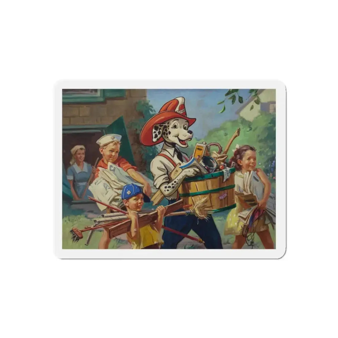 Sparky the Fire Safety Dog advertisement (Magazine Illustration) Refrigerator Magnet 4 Inch Die-Cut - The Sticker Space