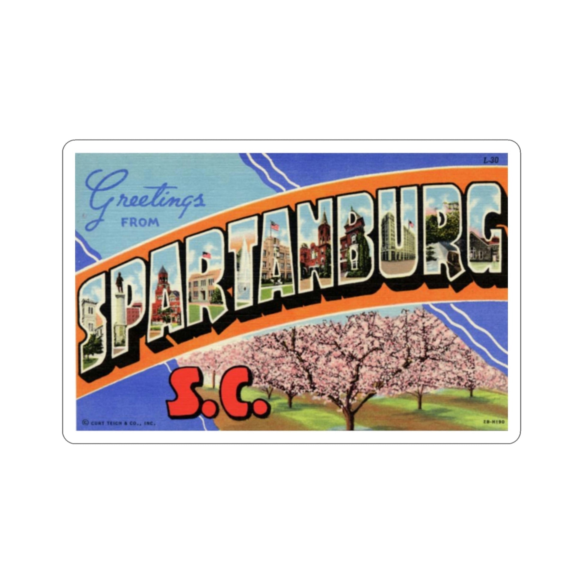 Spartanburg SC (Greeting Cards) STICKER Vinyl Die-Cut Decal-2 Inch-The Sticker Space