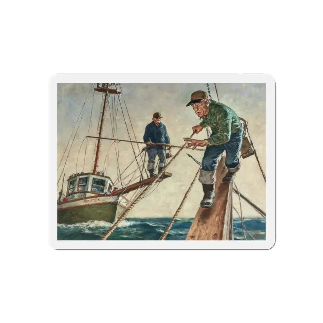Spear Fishermen (Magazine Illustration) Refrigerator Magnet 3 Inch Die-Cut - The Sticker Space