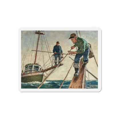 Spear Fishermen (Magazine Illustration) Refrigerator Magnet 3 Inch Die-Cut - The Sticker Space