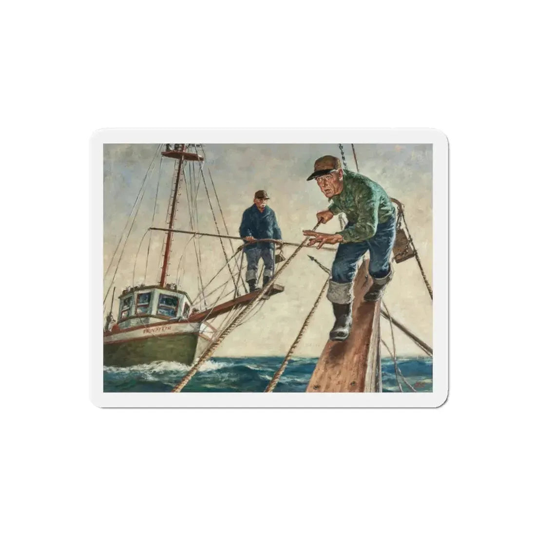 Spear Fishermen (Magazine Illustration) Refrigerator Magnet 6 Inch Die-Cut - The Sticker Space