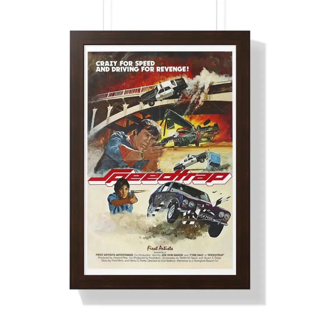 SPEEDTRAP 1977 - Framed Movie Poster 16″ x 24″ Walnut - The Sticker Space