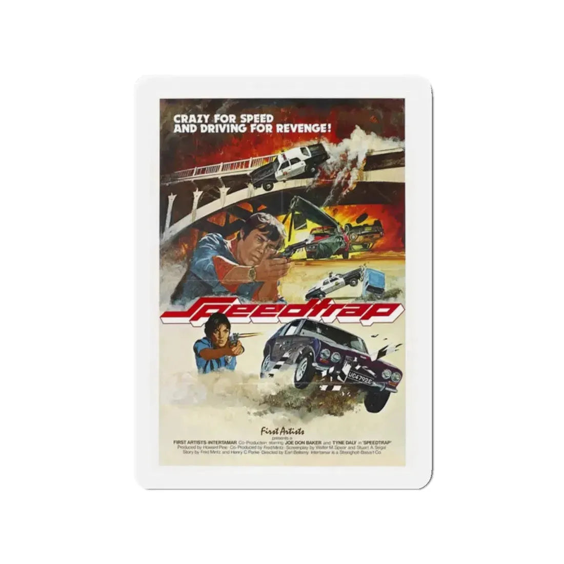 SPEEDTRAP 1977 Movie Poster - Refrigerator Magnet 2 Inch Die-Cut - The Sticker Space