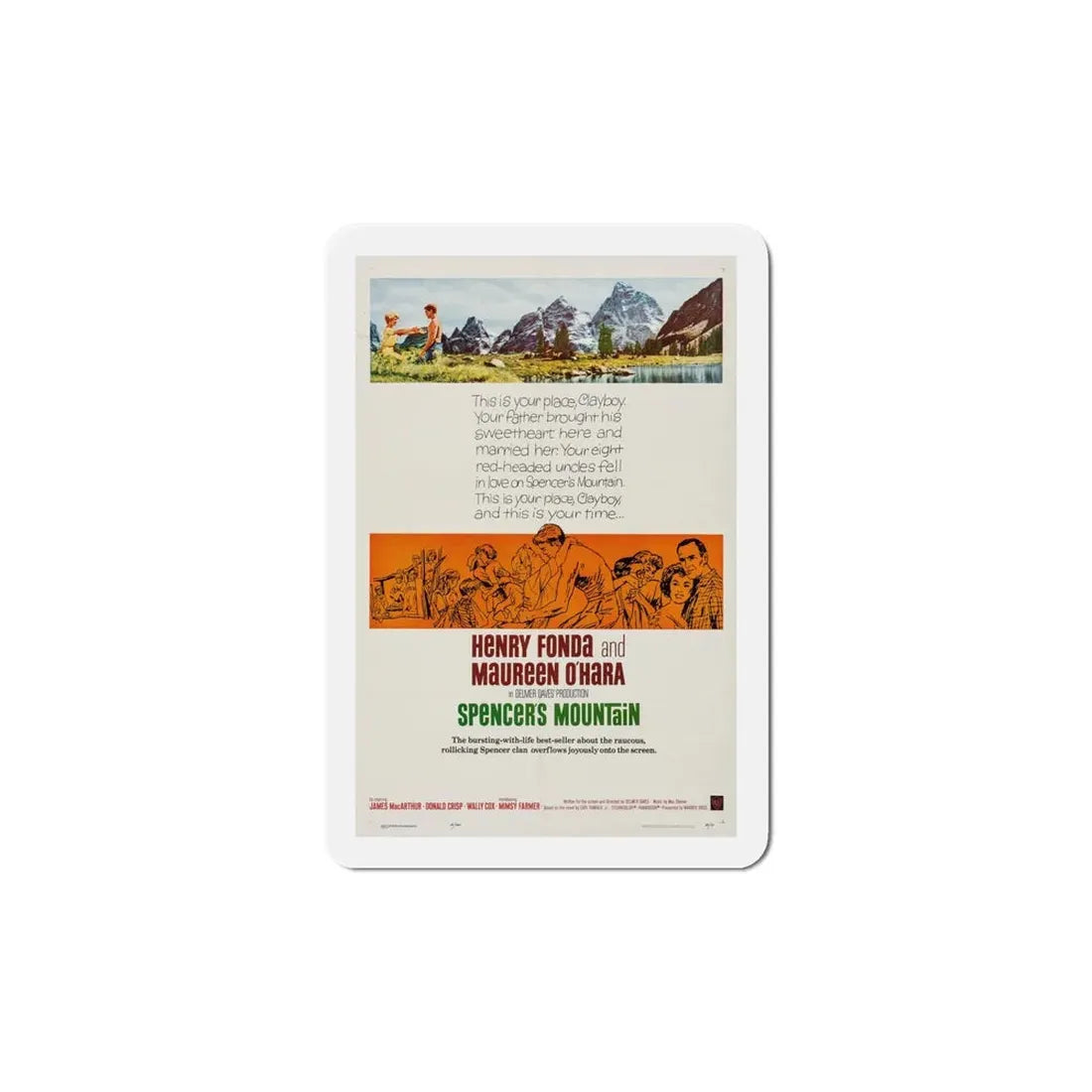 Spencer's Mountain 1963 Movie Poster Refrigerator Magnet 6 Inch - The Sticker Space