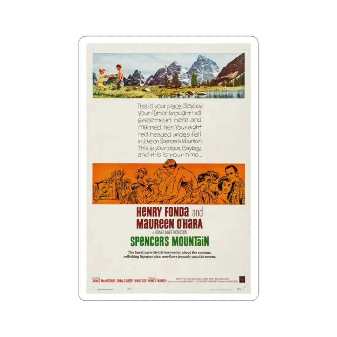 Spencer's Mountain 1963 Movie Poster STICKER Vinyl Die-Cut Decal 2 Inch - The Sticker Space