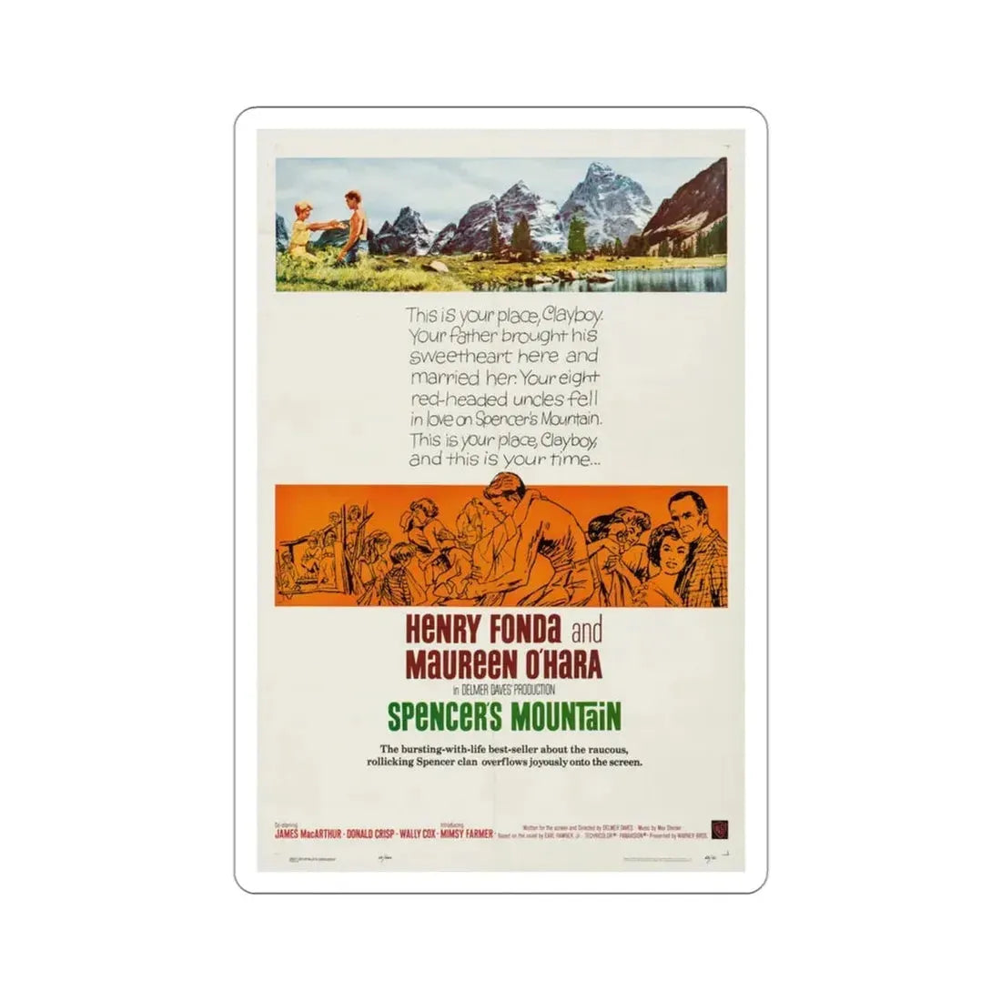 Spencer's Mountain 1963 Movie Poster STICKER Vinyl Die-Cut Decal 3 Inch - The Sticker Space