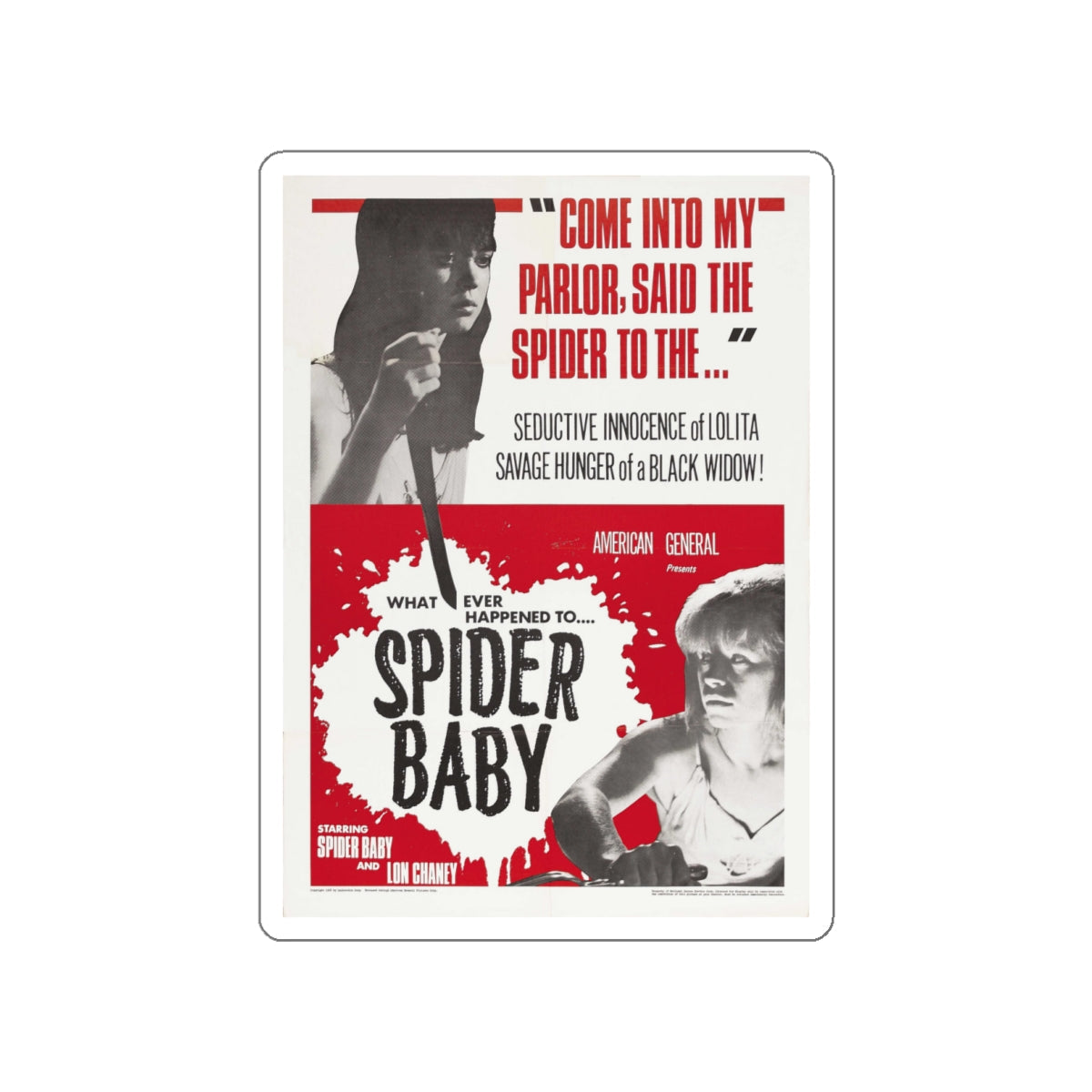 SPIDER BABY OR THE MADDEST STORY EVER TOLD 1967 Movie Poster STICKER Vinyl Die-Cut Decal-White-The Sticker Space