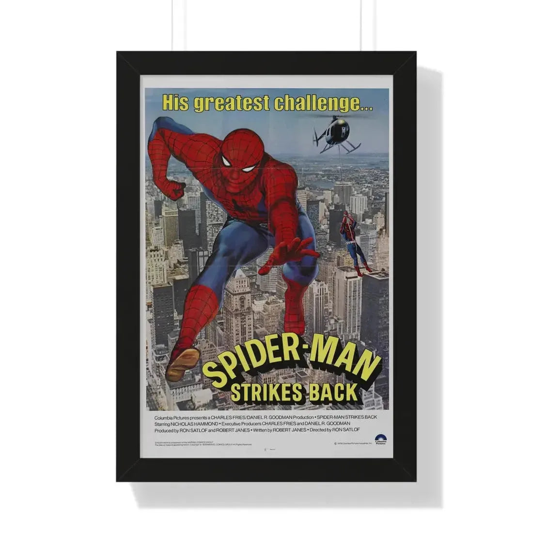 SPIDER-MAN STRIKES BACK 1976 - Framed Movie Poster 16″ x 24″ Black - The Sticker Space
