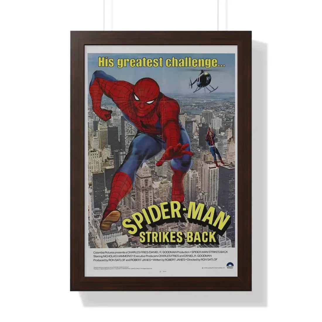 SPIDER-MAN STRIKES BACK 1976 - Framed Movie Poster 16″ x 24″ Walnut - The Sticker Space