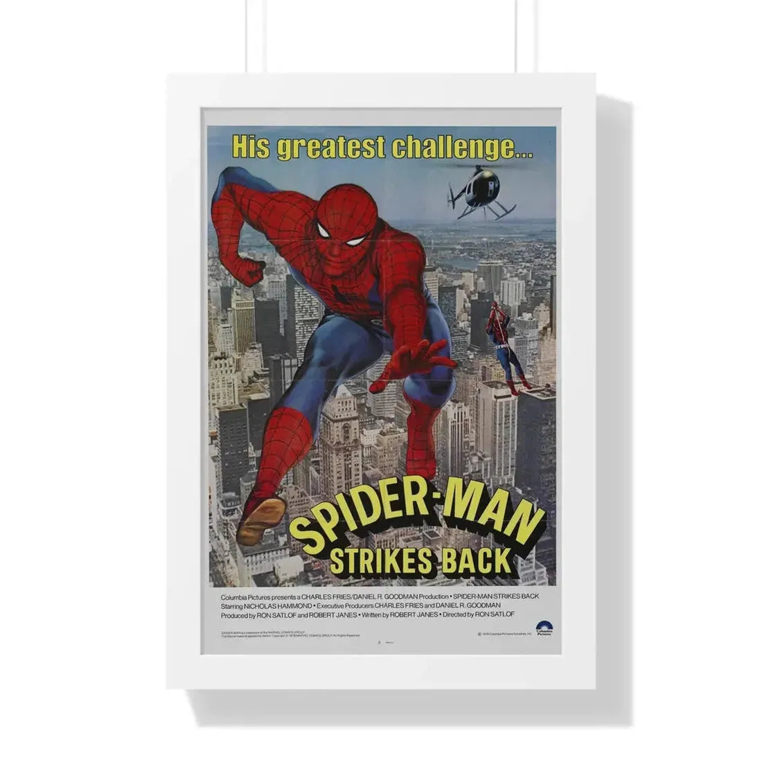 SPIDER-MAN STRIKES BACK 1976 - Framed Movie Poster 16″ x 24″ White - The Sticker Space