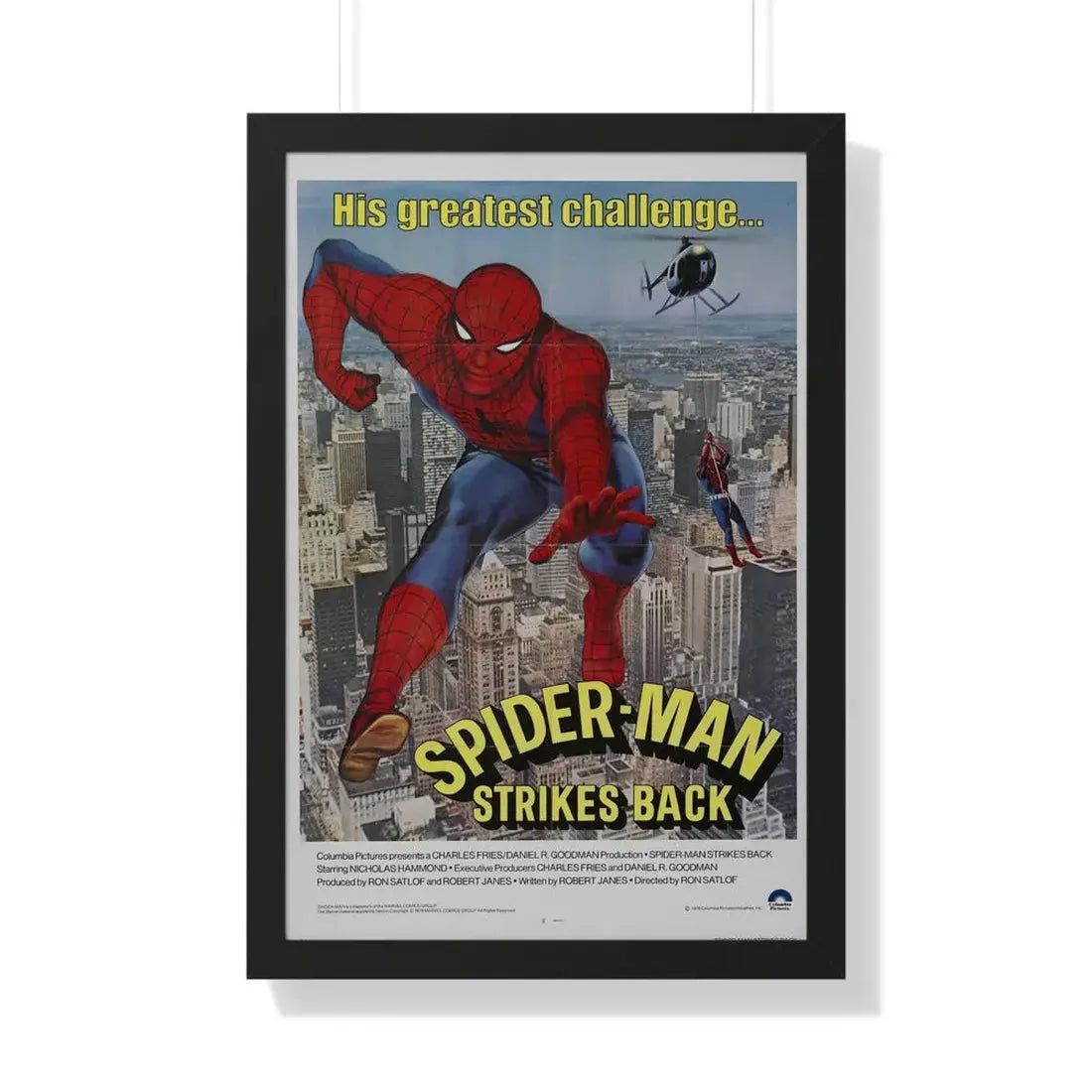 SPIDER-MAN STRIKES BACK 1976 - Framed Movie Poster 20" x 30" Black - The Sticker Space