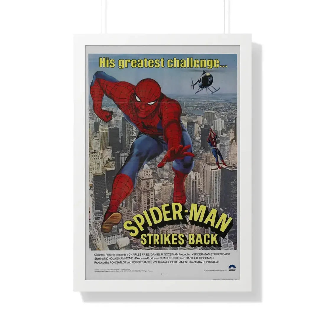 SPIDER-MAN STRIKES BACK 1976 - Framed Movie Poster 20" x 30" White - The Sticker Space