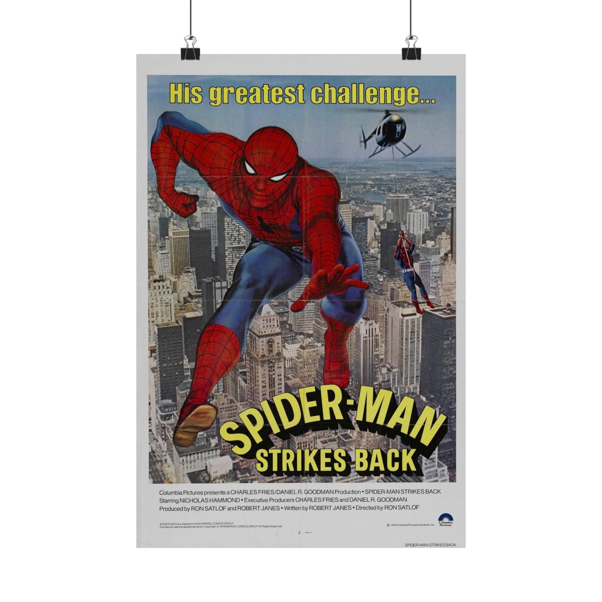 SPIDER-MAN STRIKES BACK 1976 - Paper Movie Poster-12″ x 18″-The Sticker Space