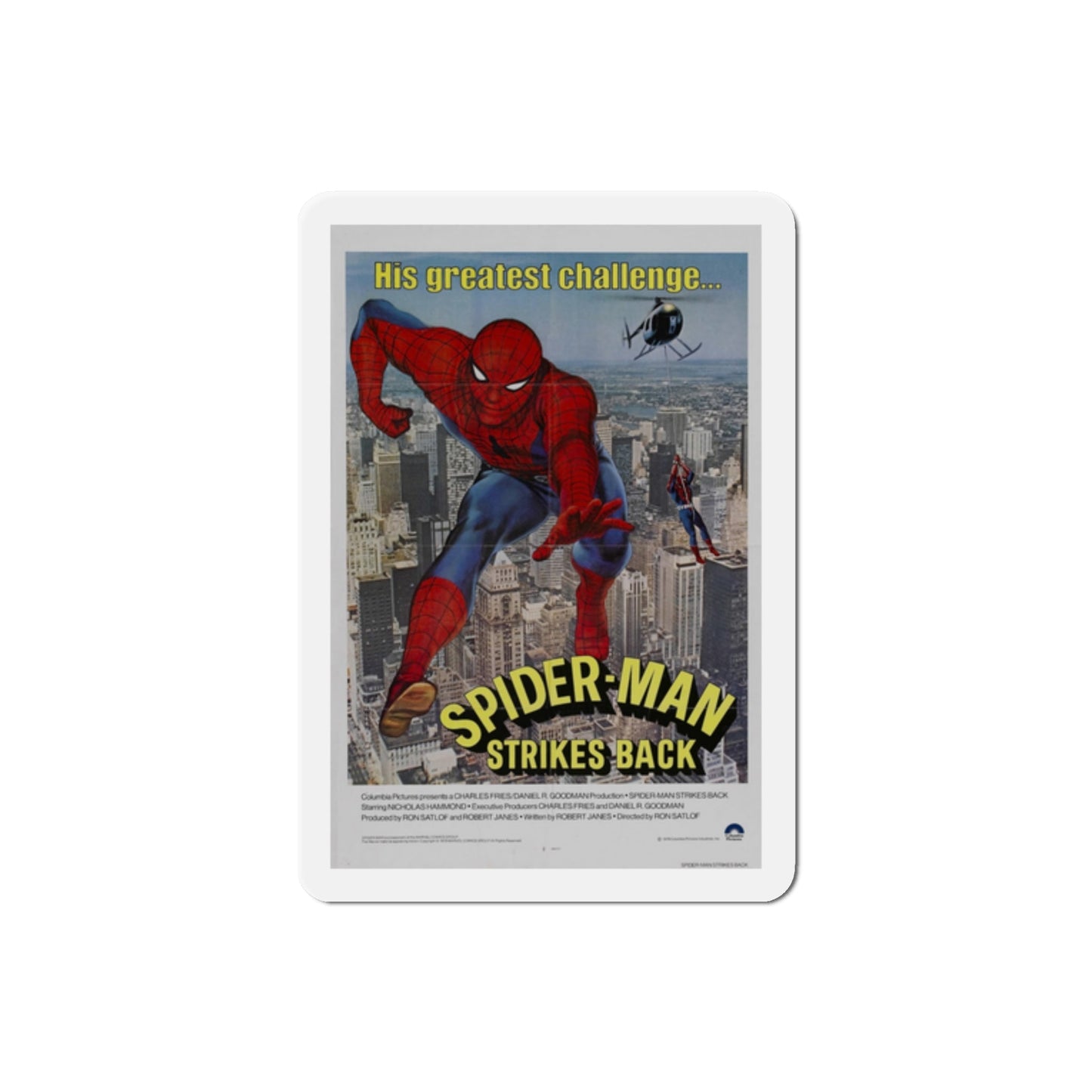 Spider Man Strikes Back 1978 Movie Poster Die-Cut Magnet-2 Inch-The Sticker Space