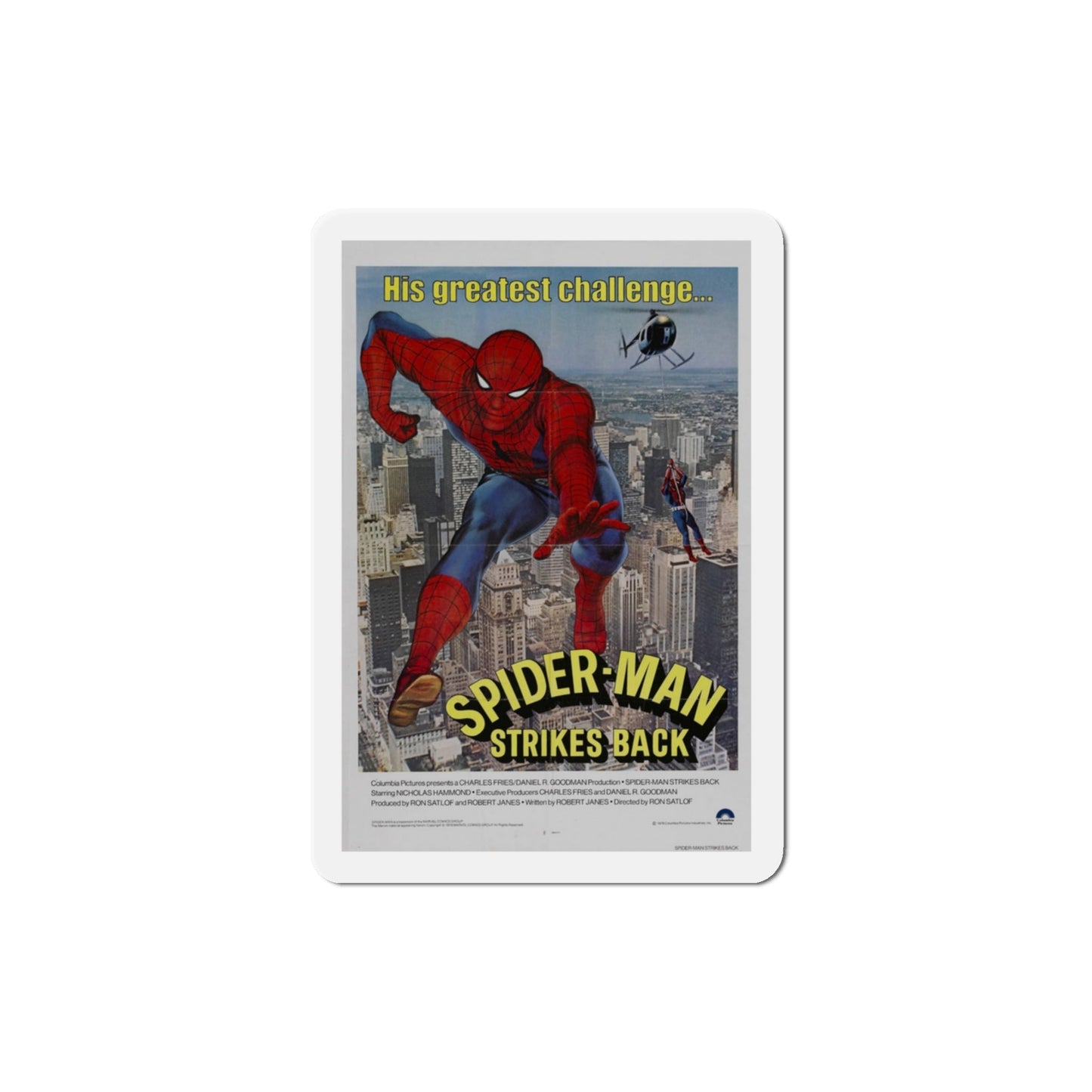 Spider Man Strikes Back 1978 Movie Poster Die-Cut Magnet-3 Inch-The Sticker Space