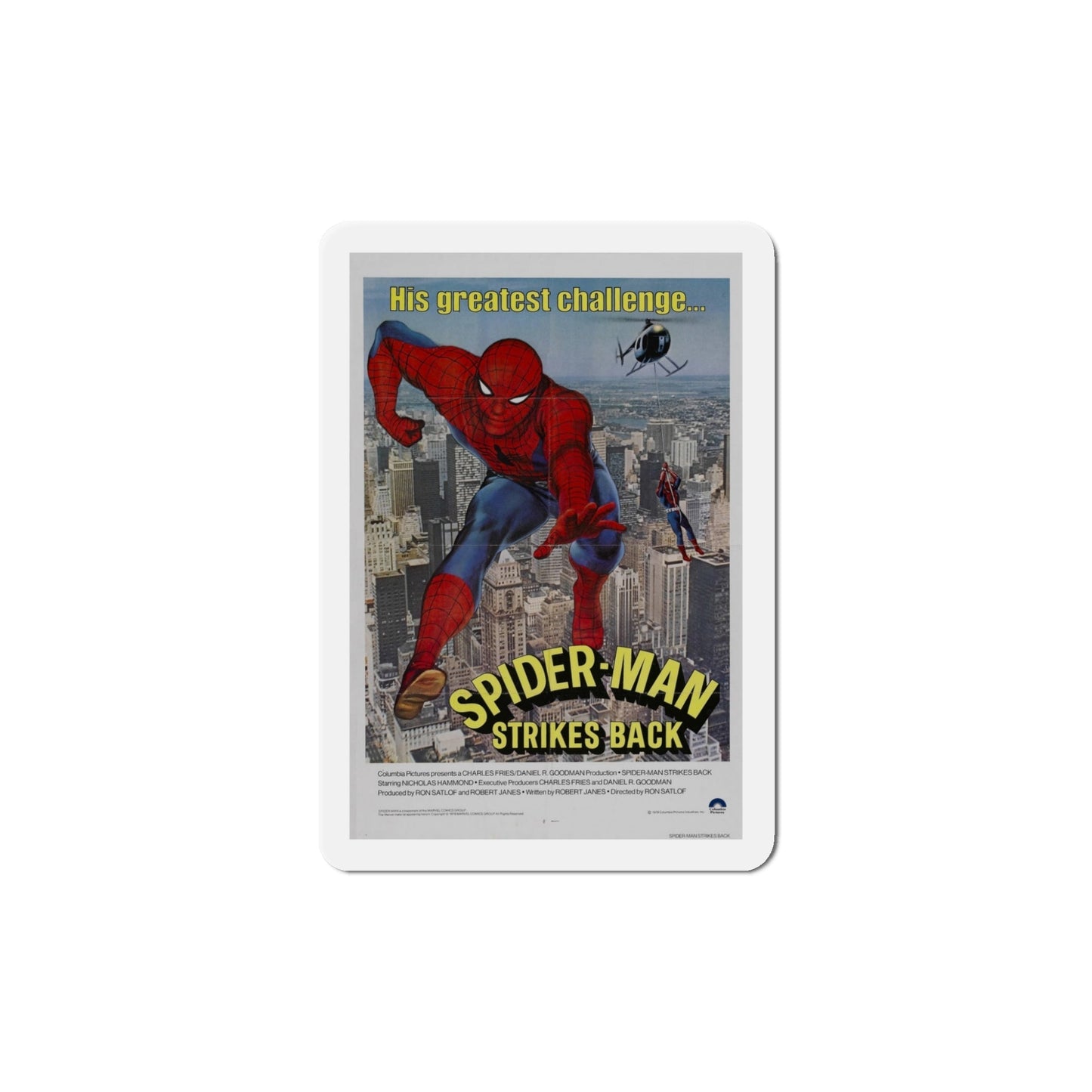 Spider Man Strikes Back 1978 Movie Poster Die-Cut Magnet-5 Inch-The Sticker Space