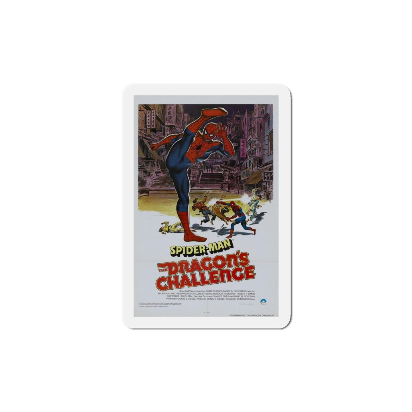 Spider Man The Dragon's Challenge 1979 Movie Poster Die-Cut Magnet-5 Inch-The Sticker Space